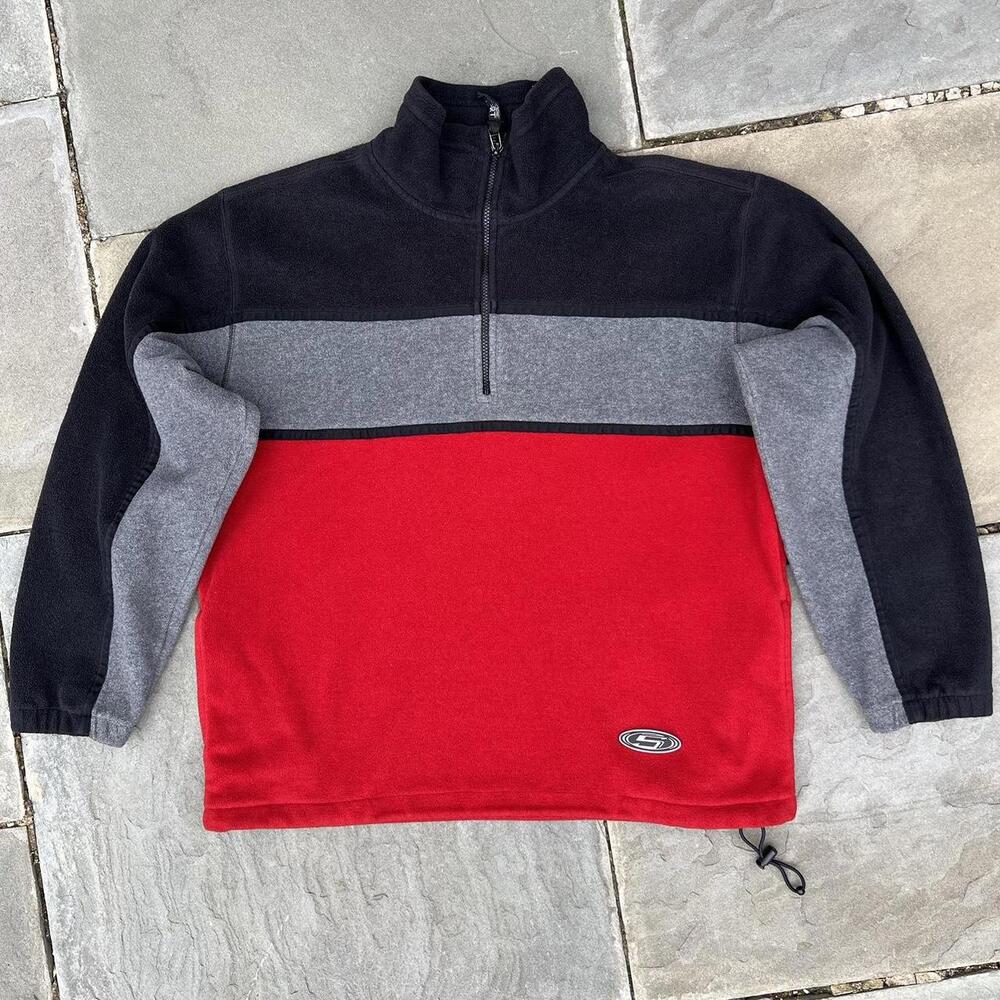 Early Y2K Colorblock Fleece Quarter Zip Pullover